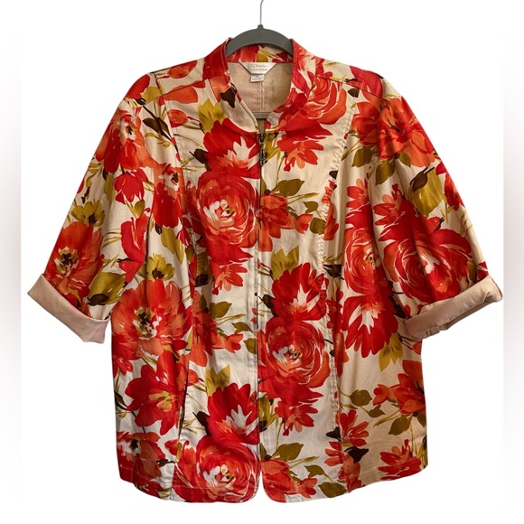 Christopher & Banks Jackets & Blazers - Christopher & Banks Floral Blazer - Red and Cream